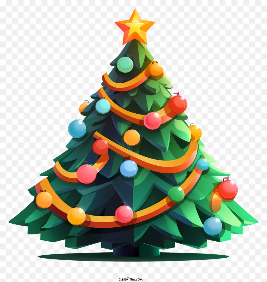 Arte colorata di carta per albero di Natale di carta di Natale Ornamenti dai colori vivaci - Albero di Natale colorato di carta con ornamenti e stelle