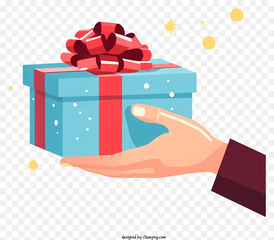 Geschenkbox - Eine Person, die eine Geschenkbox mit einem roten Band hält