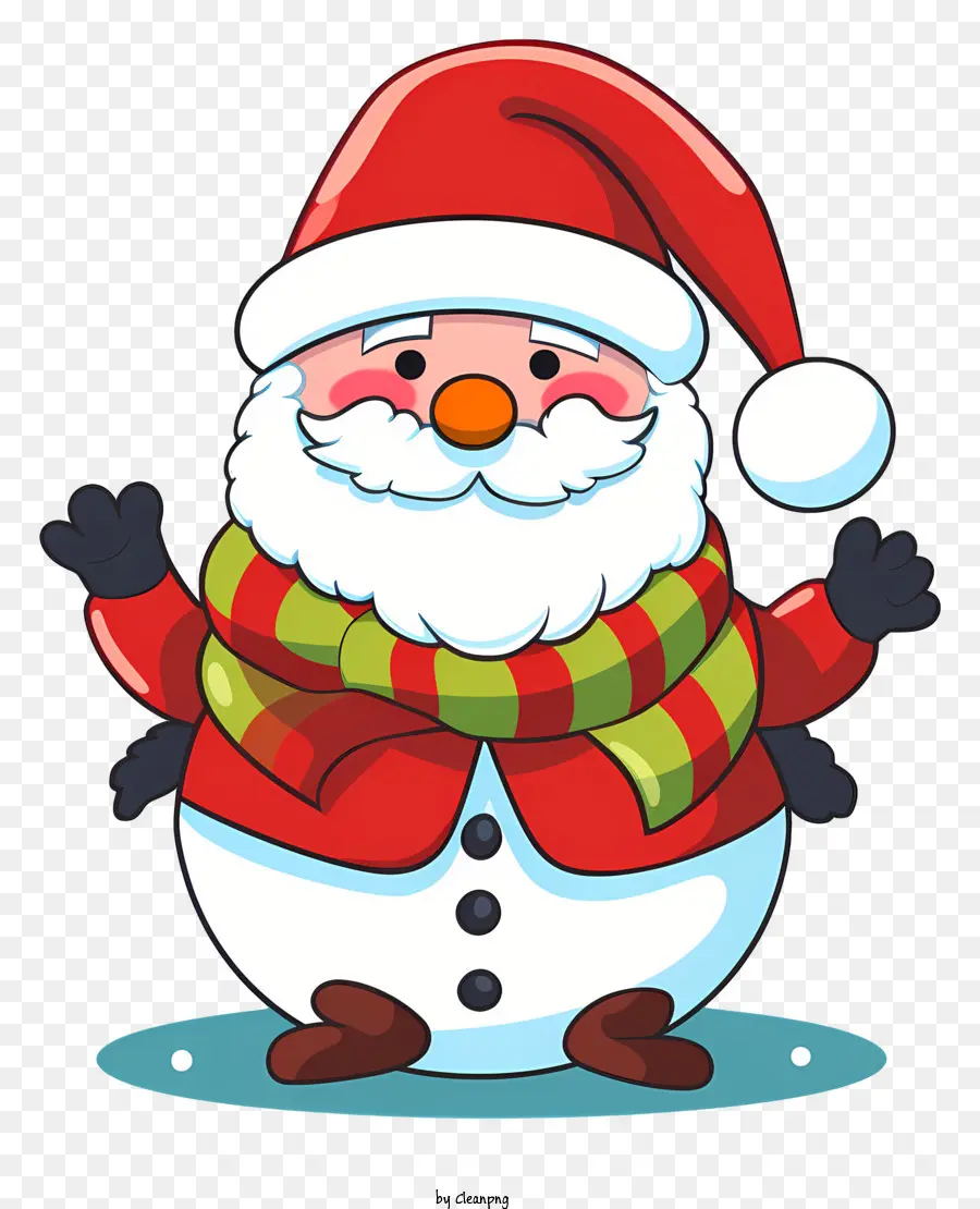 cappello di babbo natale - Snowman sorridente in Babbo Natale in Snowy Field