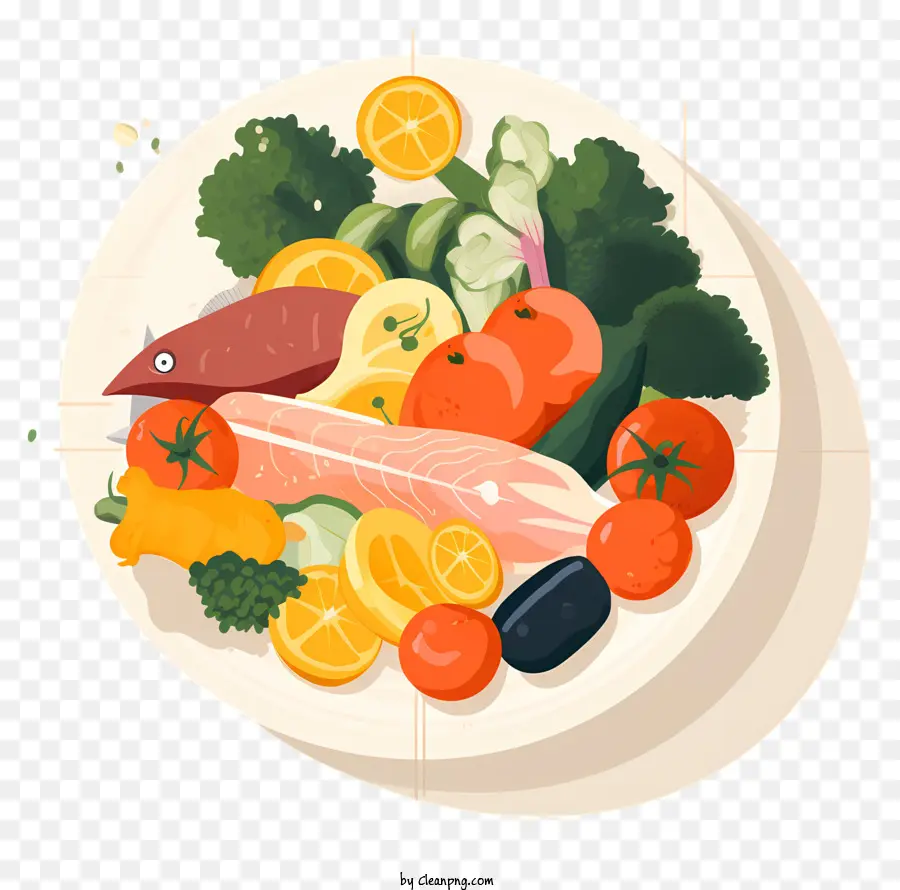 Schüssel mit Lebensmitteln gesunde Mahlzeit Vollwertkarotten Tomaten - Illustration einer realistischen Schüssel gesunder Lebensmittel auf schwarzem Hintergrund