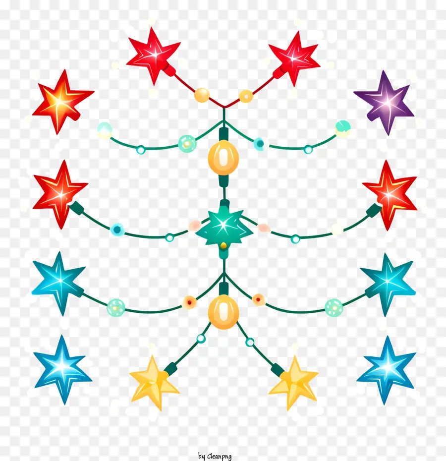 Luci color ghirlanda stelle delle stelle festivi - Courful Holiday Greath fatta di luci e stelle, festose e allegre