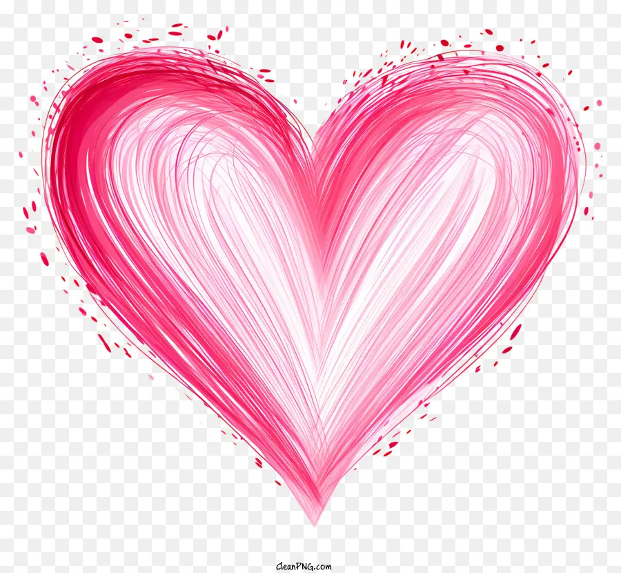 Pink Heart Black Sfondo vernice o inchiostro Aspetto strutturato grande forma del cuore - Cuore rosa su sfondo nero, strutturato, vibrante