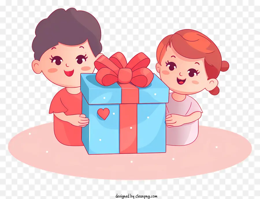Geschenkbox - Mutter und Kind feiern glücklich mit einer Geschenkbox