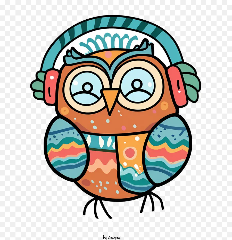 owl wearing headphones owl music headphones colorful