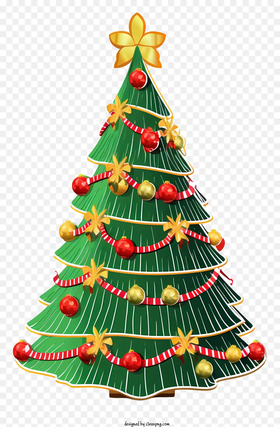 Christbaumschmuck - Grüner Kranz -Weihnachtsbaum mit Ornamenten und Stern