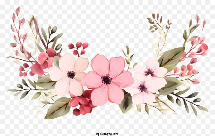 Blumen Kranz - Blumenkranz mit rosa, weißen und grünen Blumen