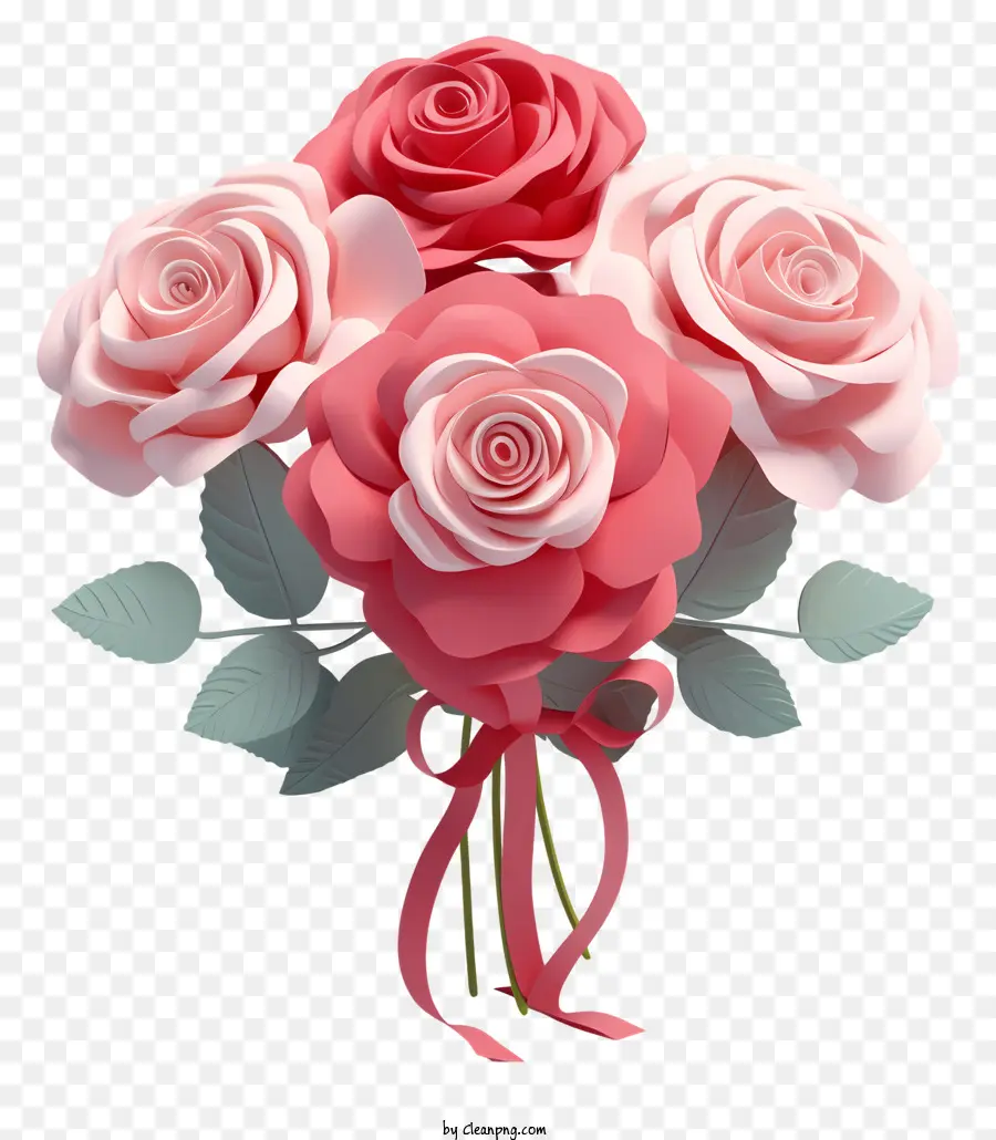 bó hoa hồng - Ba hoa hồng màu hồng trong bó hoa trên nền đen