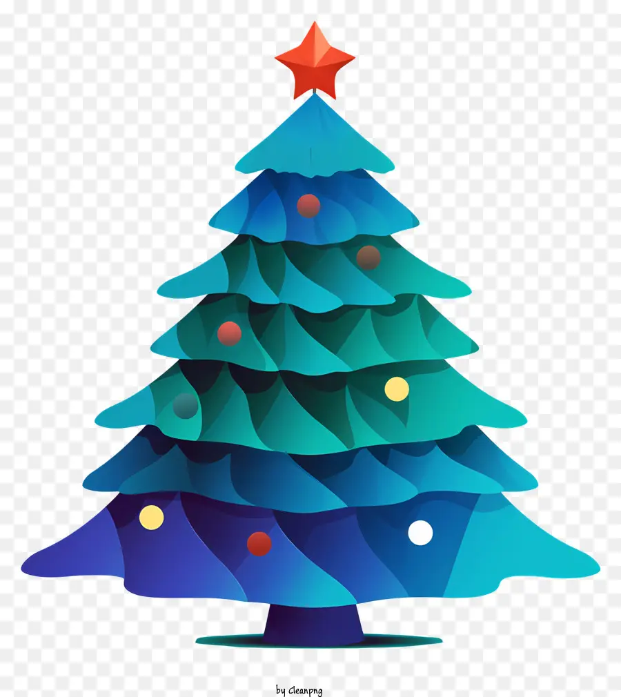 Weihnachtsbaumschmuck - Buntes Weihnachtsbaum mit Stern auf Schwarz
