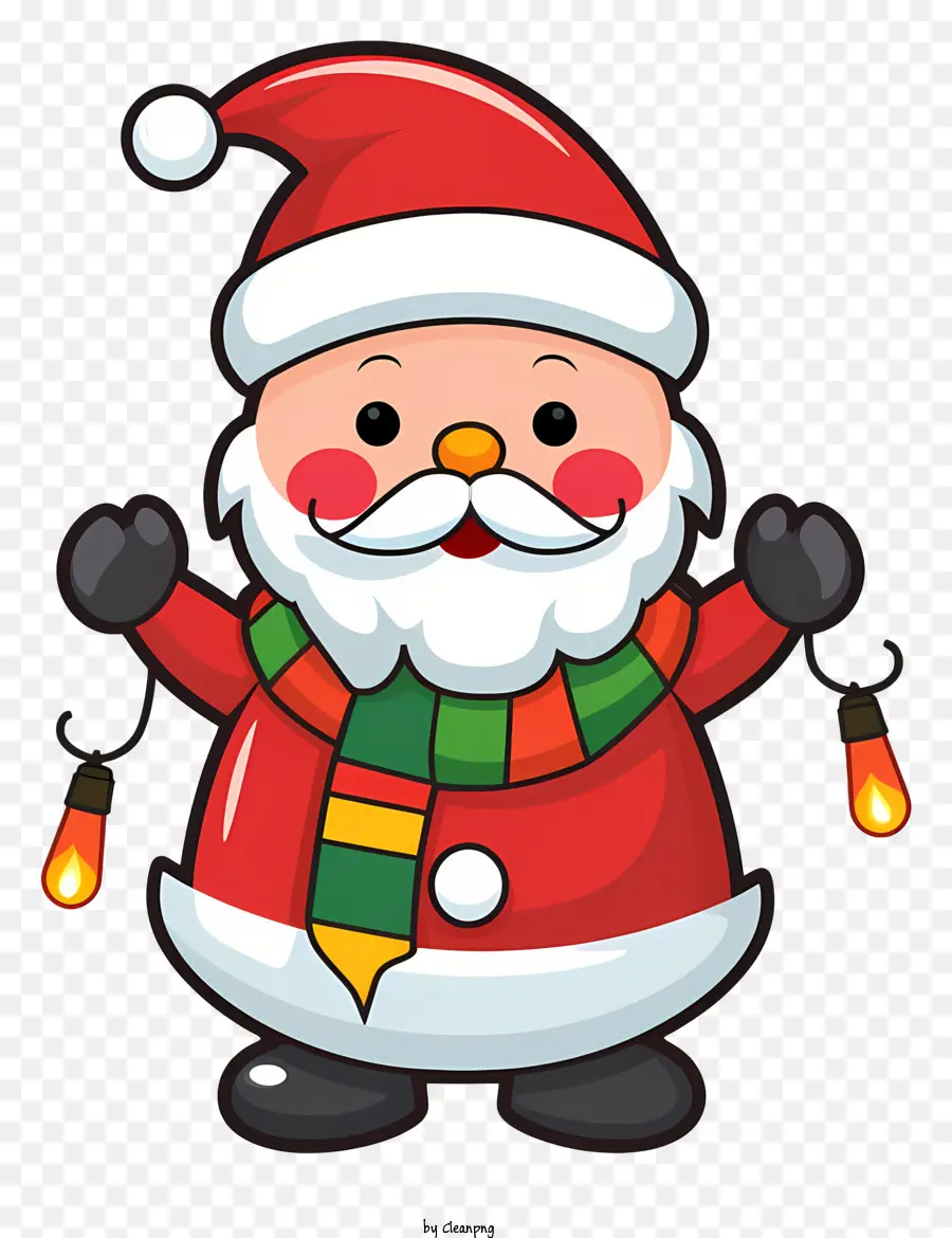 Weihnachtsgeschenke - Cartoon Santa Claus mit Geschenken und Laterne