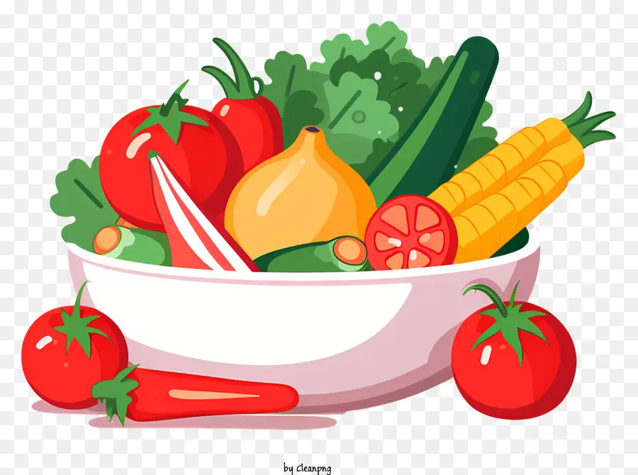 frisches Gemüse reifen Gemüse Tomaten Gurken Karotten - Frisches, farbenfrohes Gemüse, das beiläufig in einer Schüssel angeordnet ist