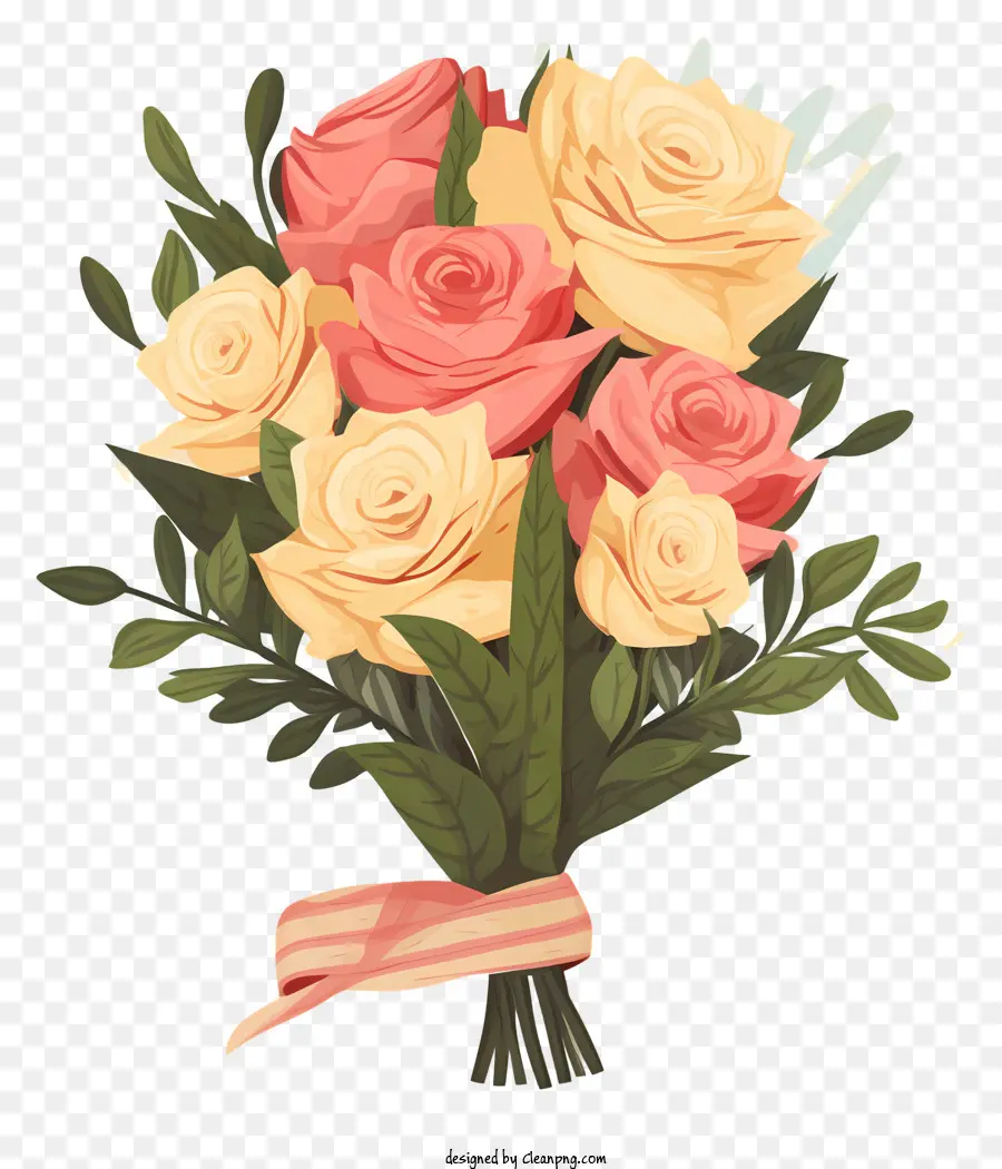hoa hồng - Hoa hồng đầy màu sắc trong một bó hoa bọc ruy băng