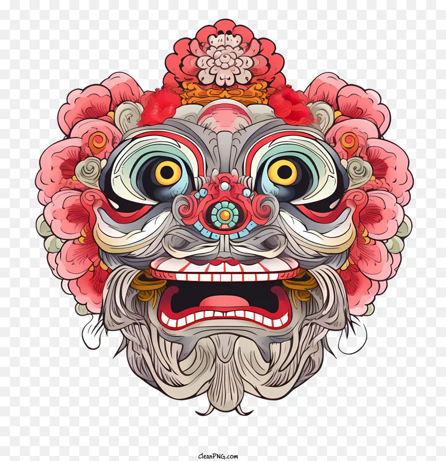Chinesische Löwen -Tanzkopfmaske Gesichtskultur traditionell - 