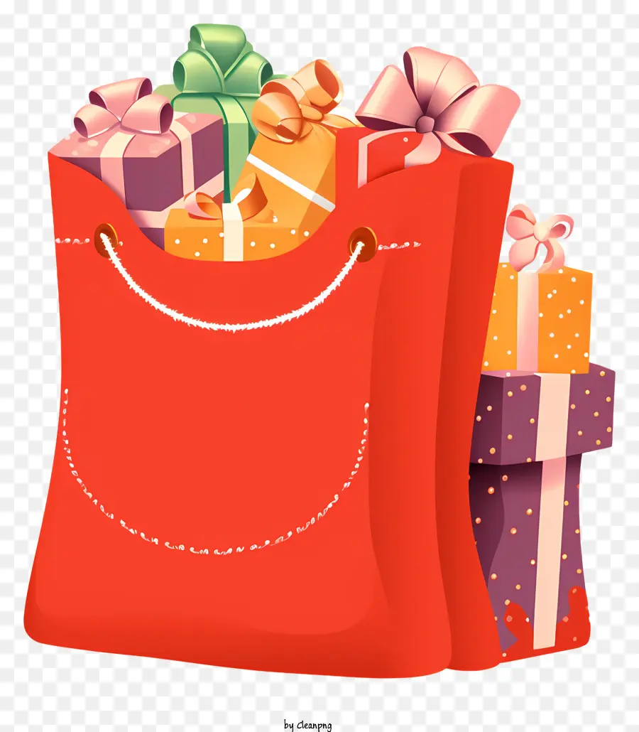 hộp quà - Túi quà màu đỏ với những món quà được bọc khác nhau