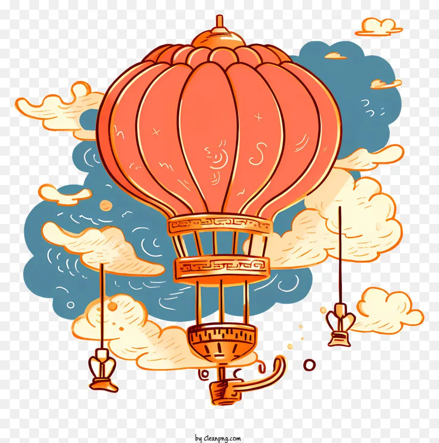 Heißluftballon - Heißluftballon mit Menschen, die am Himmel schweben
