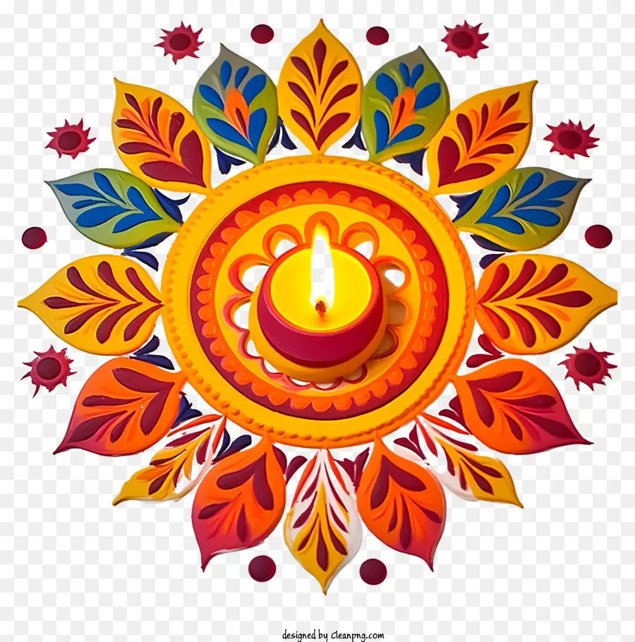 motivo floreale - Lampada indiana colorata con motivo floreale e candela
