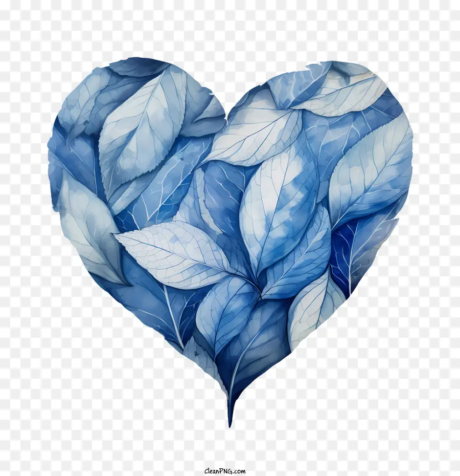 foglie blu foglie di cuore blu acquerello - 