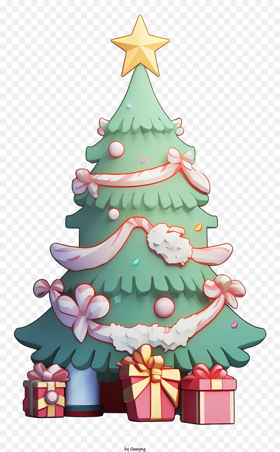 Weihnachtsbaum - Weihnachtsbaum mit Geschenken auf schwarzem Hintergrund