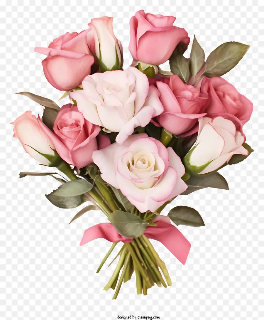 rose rosa - Immagine ravvicinata di bouquet rosa rosa e bianco su sfondo nero