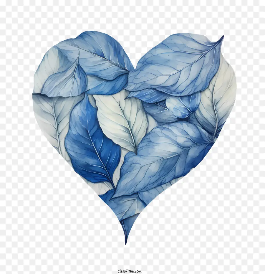 Blaue Blätter Herz blau Blätter Aquarell - 