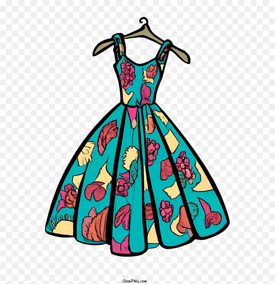 cartoon dress dress colorful floral artistic