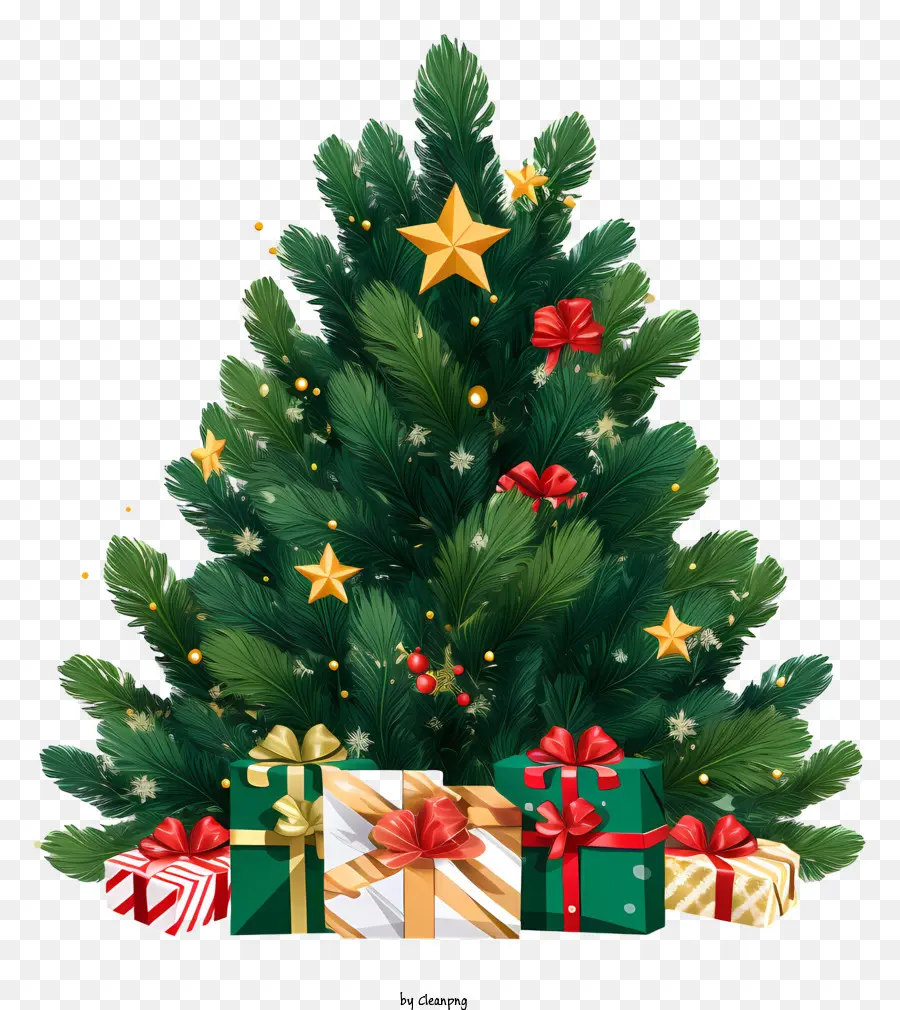 albero di natale - Albero festivo con regali e stelle