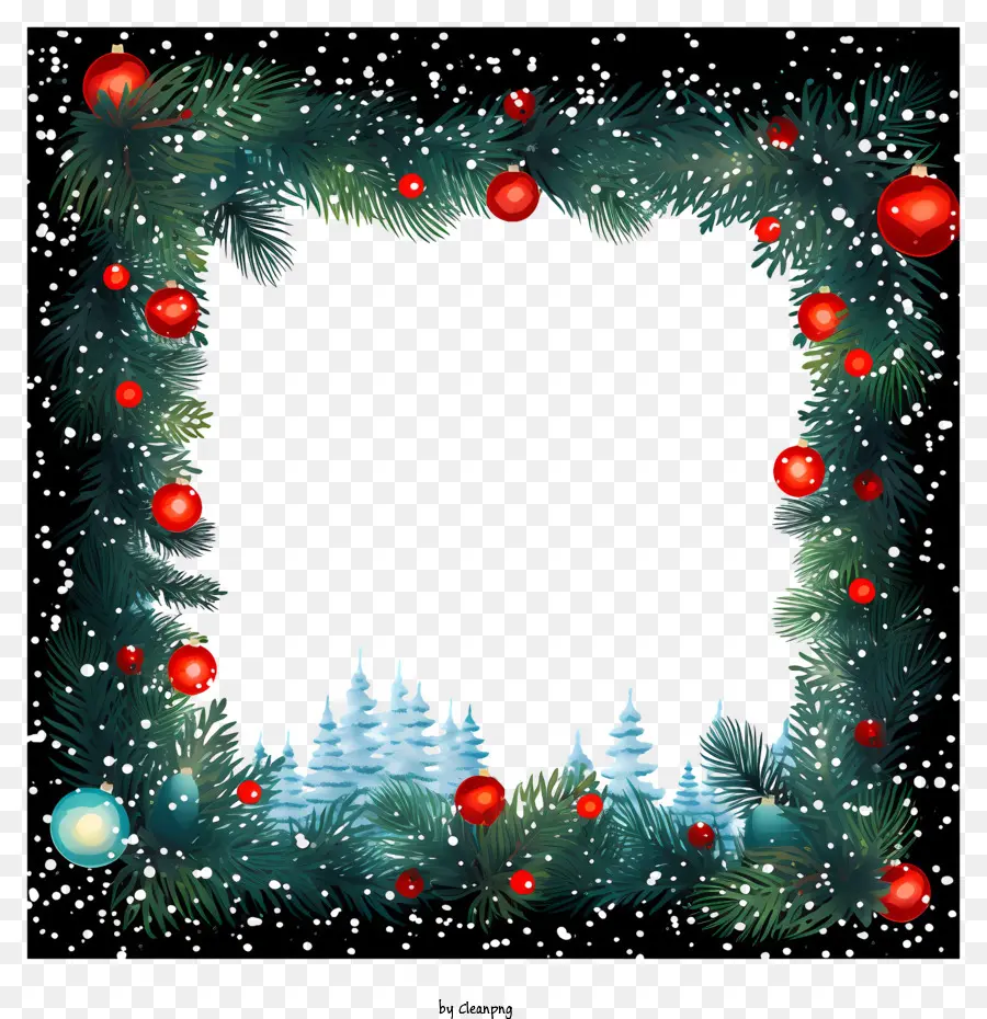 Weihnachtsschmuck - Lebendiger, farbenfroher Rahmen mit Ornamenten auf schwarzem Hintergrund