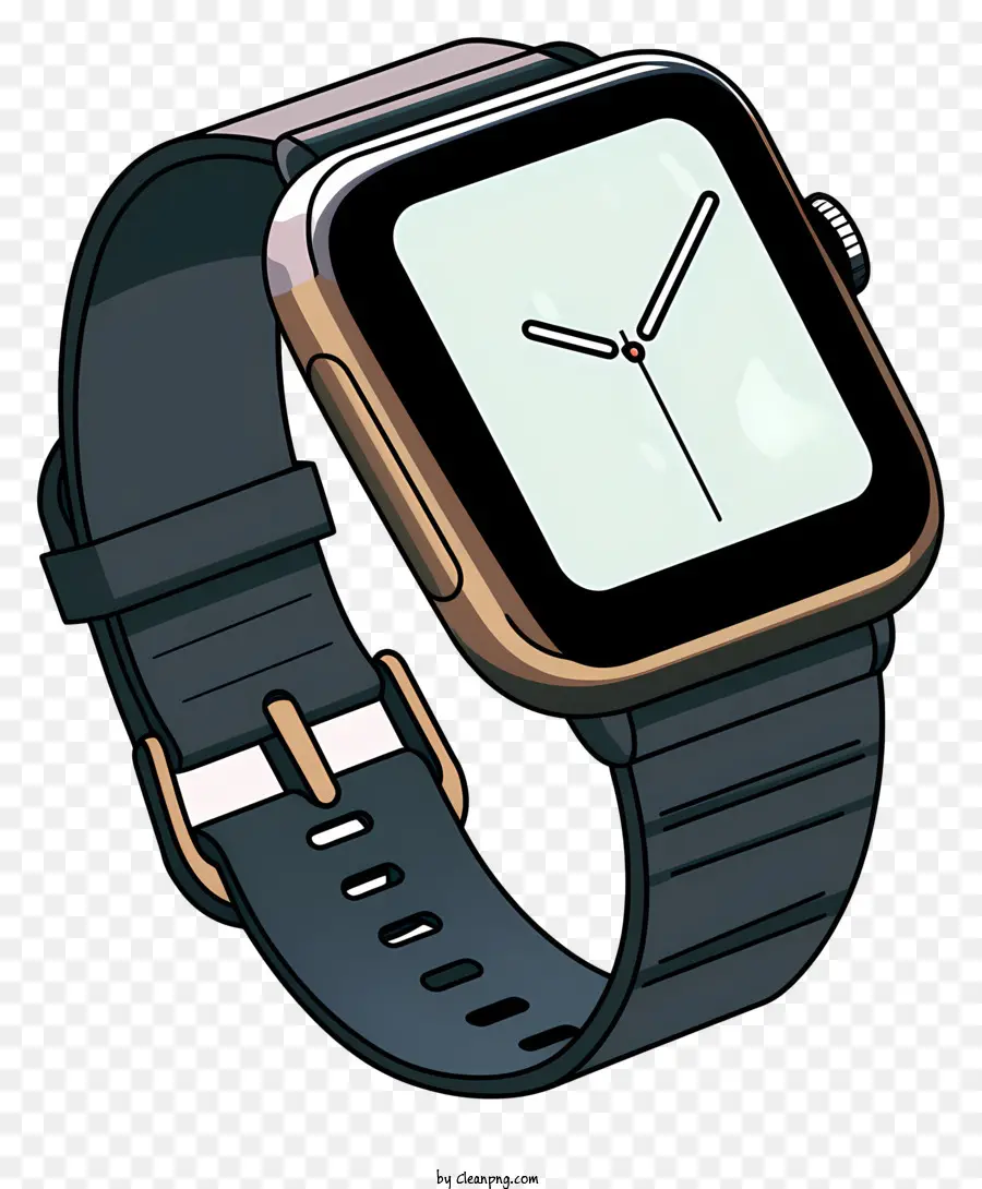 Đồng hồ kỹ thuật số dây đeo màu đen đồng hồ trắng mặt màu xanh và bàn tay bạc - Dây đeo đen, mặt trắng, số màu xanh, thép không gỉ