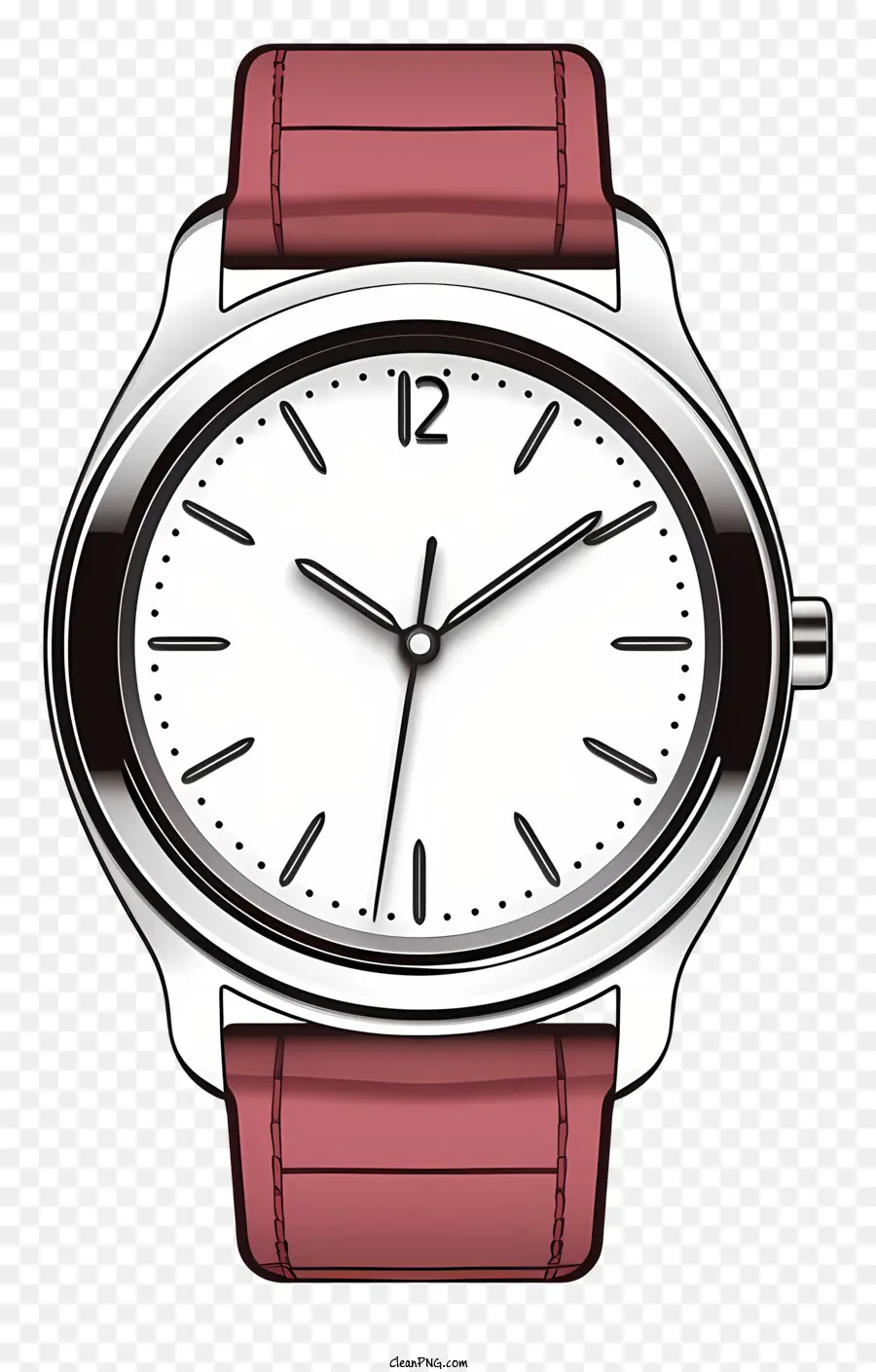white wrist watch pink leather strap classic style watch white dial black numerals