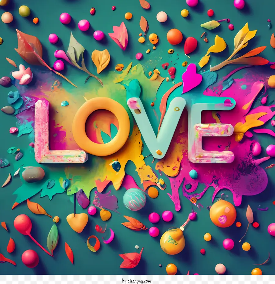 love word art abstract colorful artistic playful