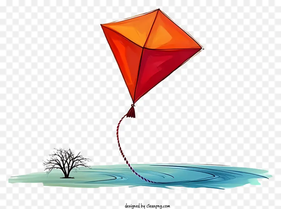 Red Kite Flying Kite String Wind Wolky Sky - 