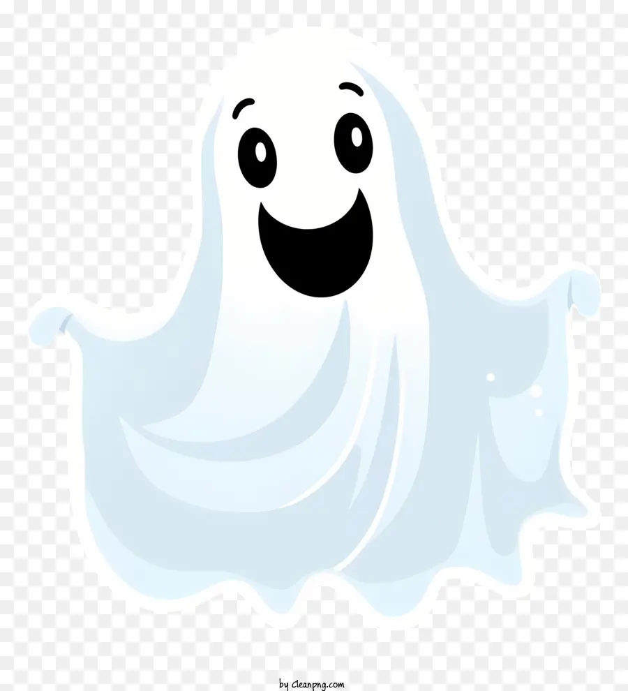 Cartoon Ghost lächelnd Geister langes Haar Geister Durchscheinende Geister transparente Gliedmaßen - Cartoon -Geist mit weißen Haaren und Lächeln