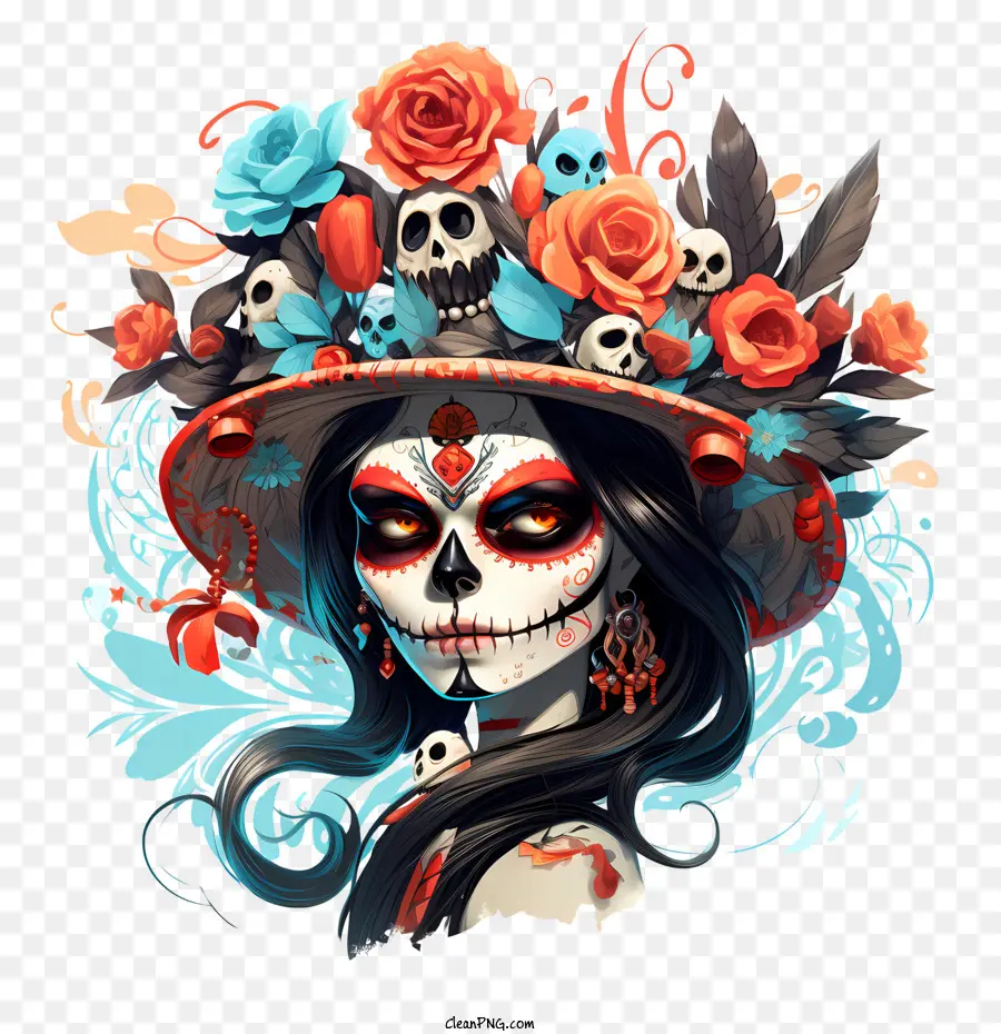 day of the dead girl day of the dead skull flowers