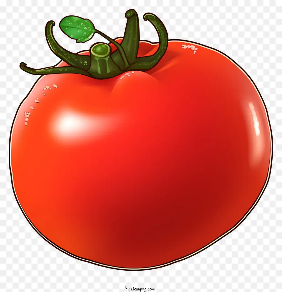 sfondo bianco - Immagine realistica di pomodoro rosso maturo con gambo verde