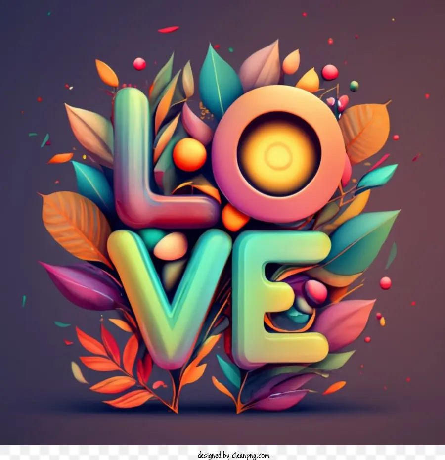 love word art love typography 3d colorful