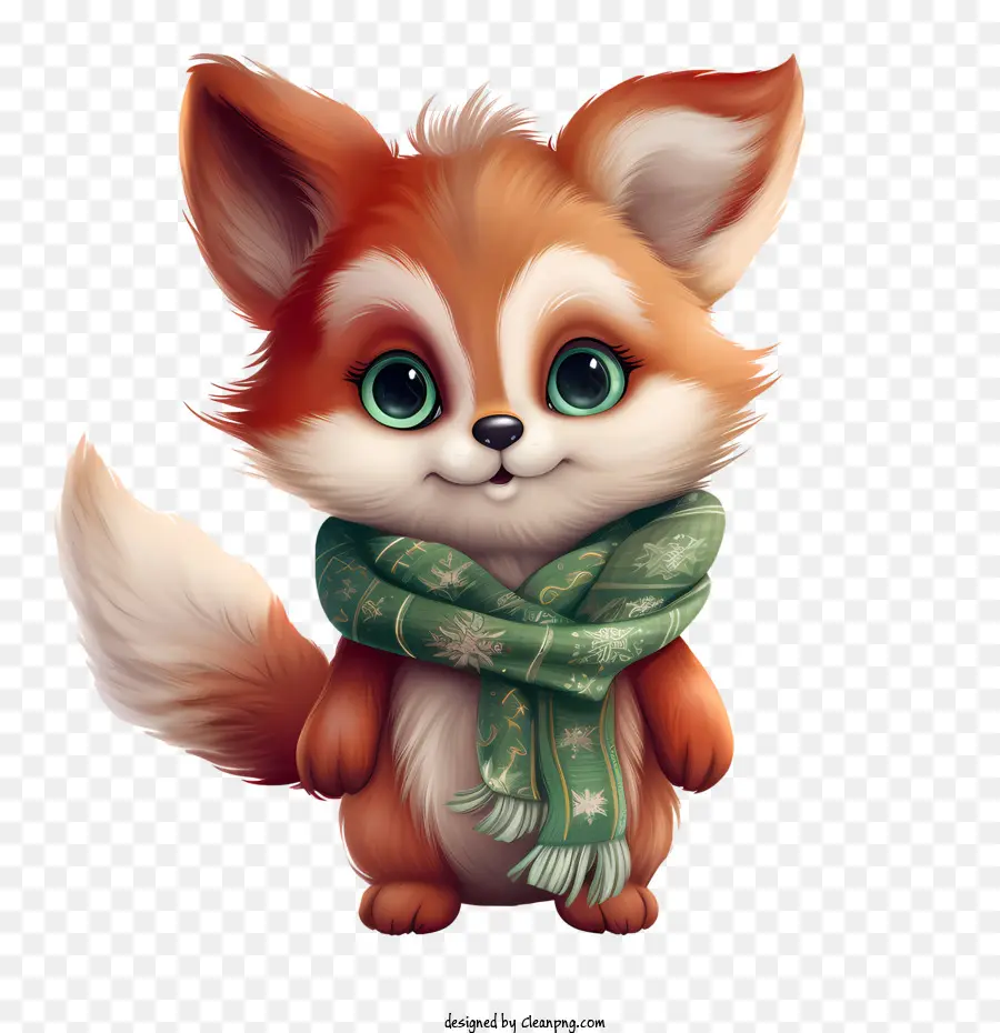 christmas fox cute fox green scarf winter outfit cute animal