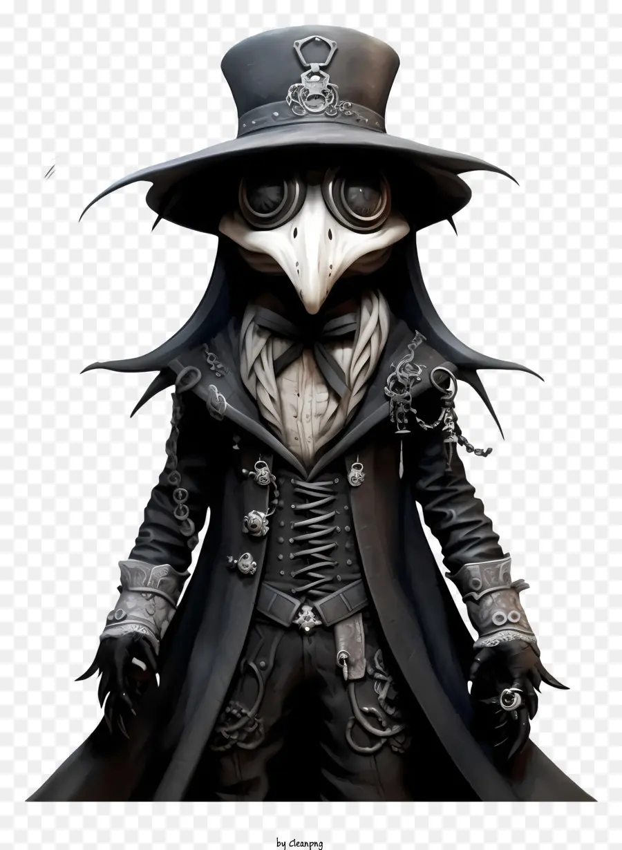 Hut - Charakter in schwarzer Kleidung mit blassem Teint