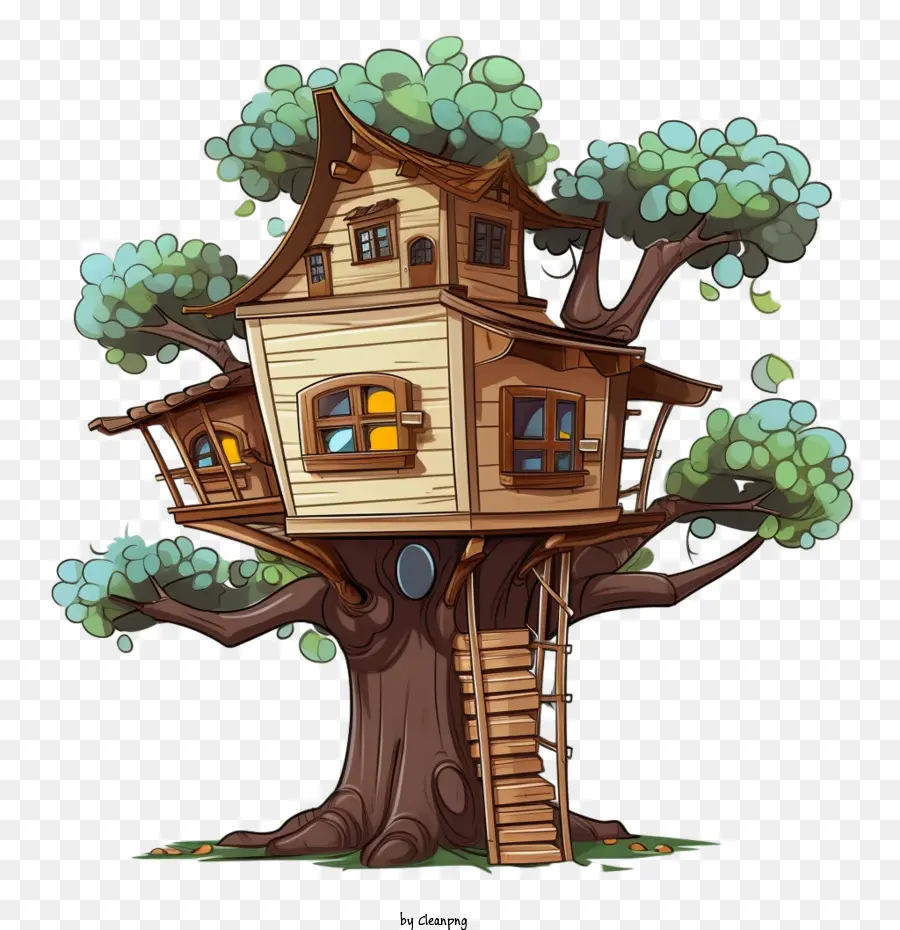 Tree House Treehouse Cartoon House Tree - 