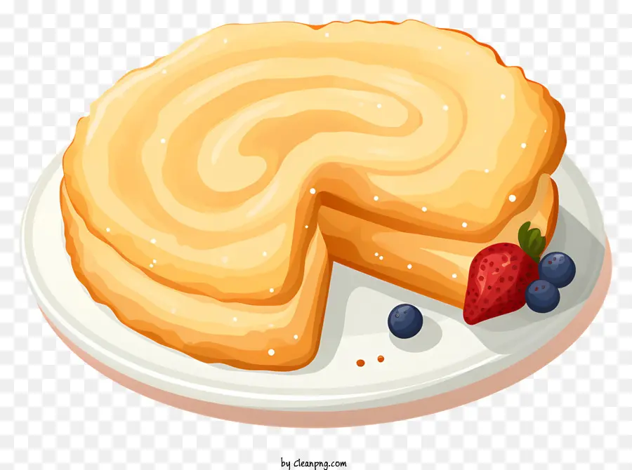 Fletta di torta di crema montata di torta Piatto bianco - Immagine: fetta di torta con panna montata e mirtilli