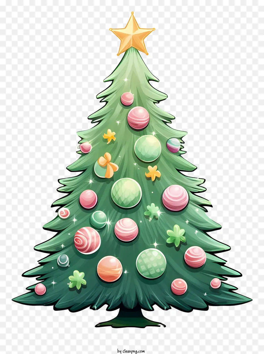 cây giáng sinh - Cây Giáng sinh với đồ trang trí màu đỏ, vàng và xanh lá cây