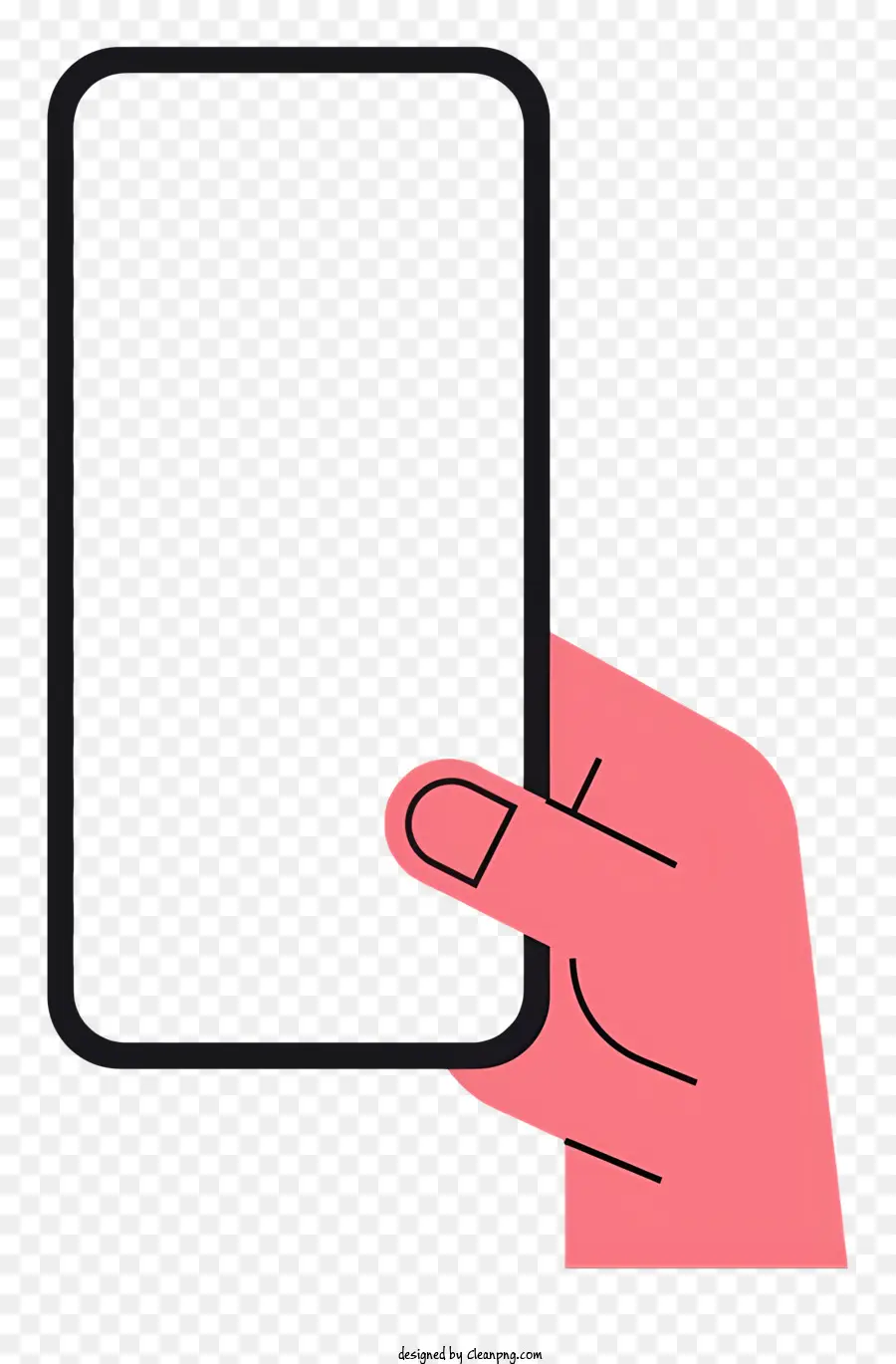 Hand Holding Smartphone Schermo su sfondo nero Posizionamento della mano naturale facile visibilità dello schermo - Hand Holding Smartphone con display sullo schermo chiaro