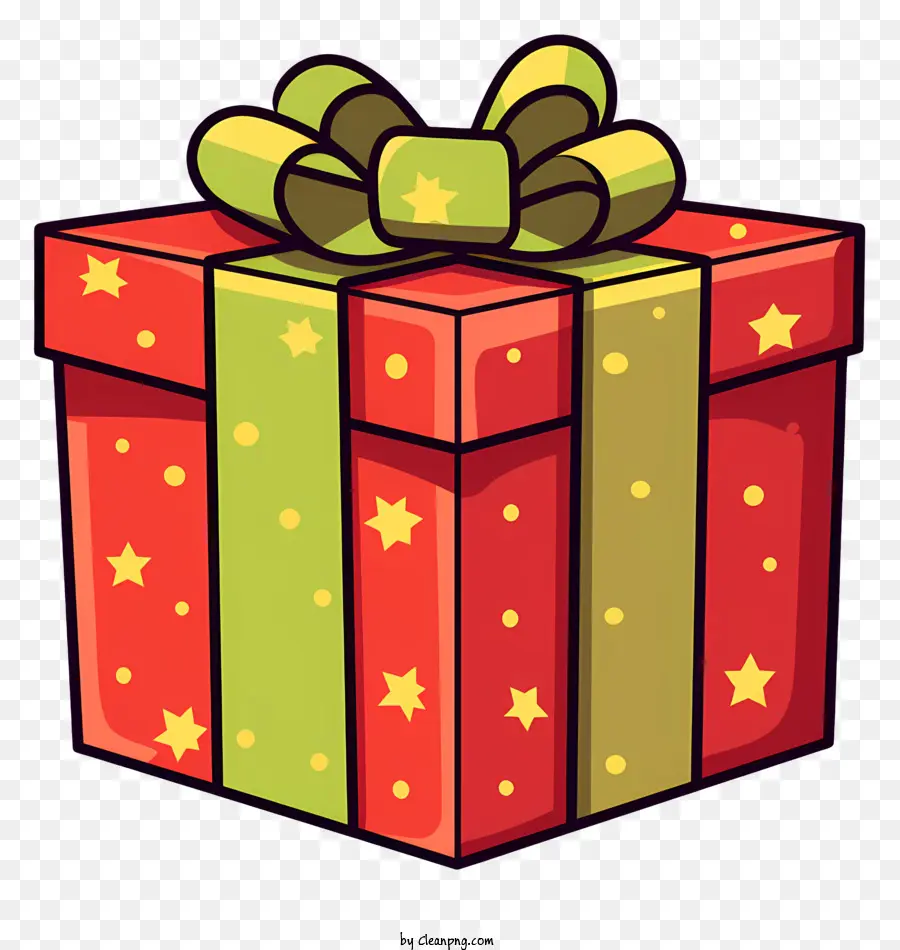 Geschenkbox - Cartoon -Geschenkbox mit Band und Sternen