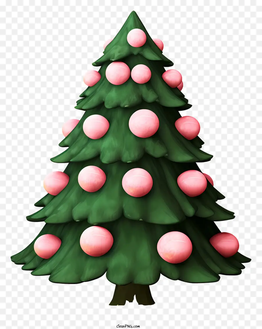 Weihnachtsbaum - Grüner Weihnachtsbaum mit rosa Ornamenten, dunkler Hintergrund