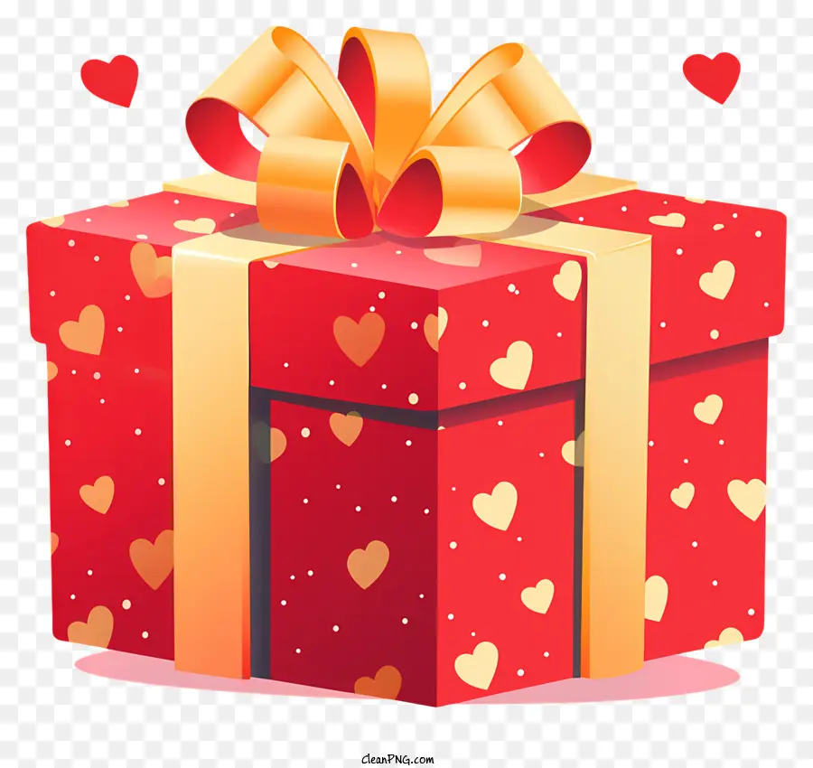 scatola regalo - Scatola regalo rossa con fiocco dorato tra cuori