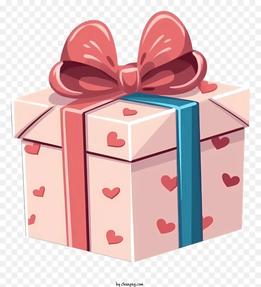 hộp quà - Hộp quà tặng trái tim màu hồng với ruy băng và cung