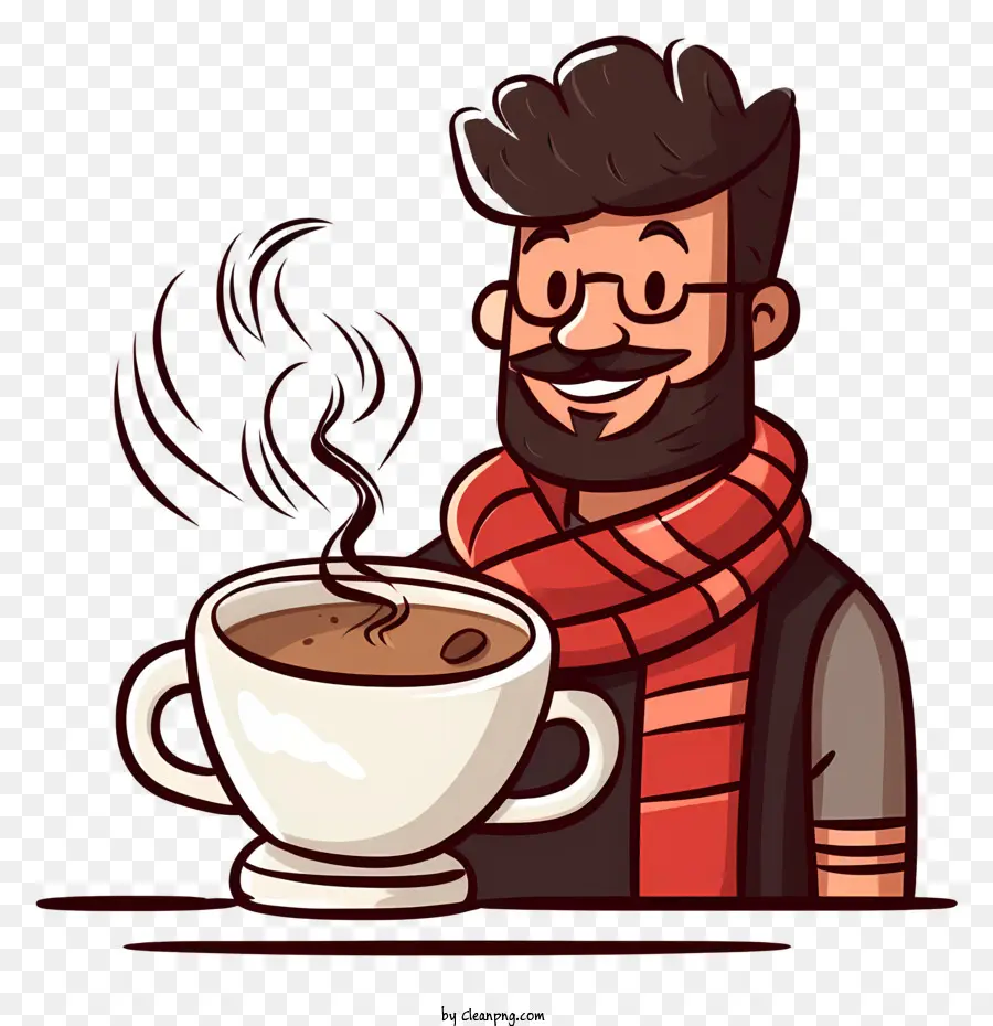 Kaffee - Der Mann genießt Kaffee mit einem freundlichen Lächeln