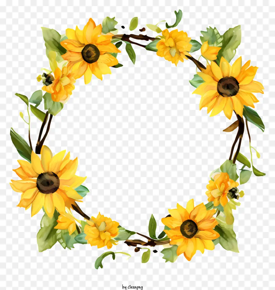 Sommer design - Sonnenblumenkranz mit lebendigen gelben Blüten