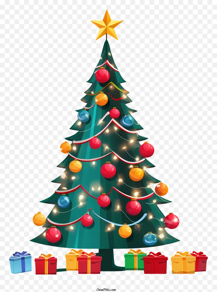 Weihnachtsbaum - Dekorierter Weihnachtsbaum aus Karton und Geschenken