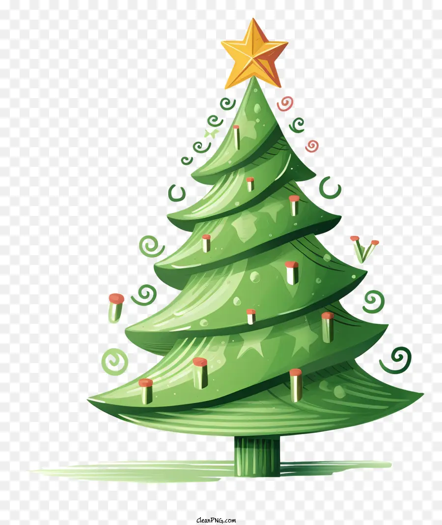 Weihnachtsbaum - Grüner Weihnachtsbaum mit goldenem Stern, einfaches Design
