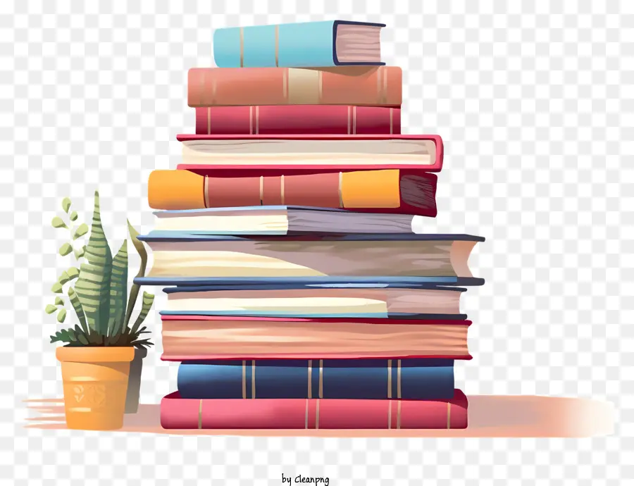Bücher pflanzen saftigen Stack -Topf - Stapel Bücher mit farbenfrohen und vielfältigen Größe