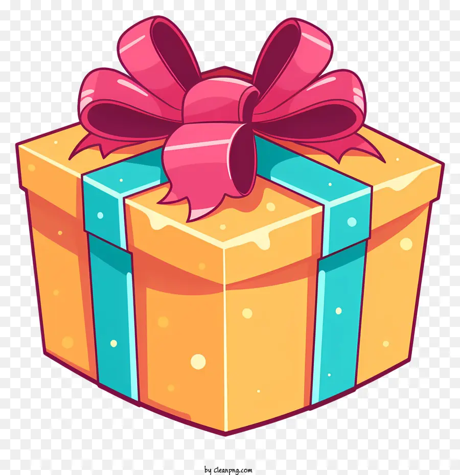 Geschenkbox - Festliche gelbe Geschenkbox mit glücklichem Ausdruck
